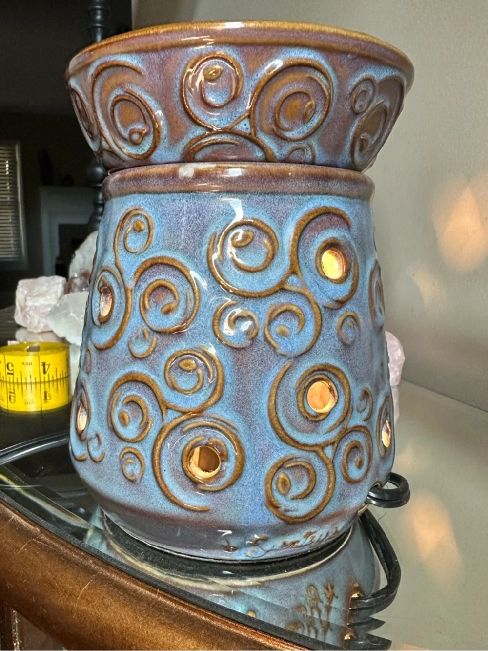Scentsy Lisbon Blue and Brown Swirl Ceramic Full Sized Electric Warmer
